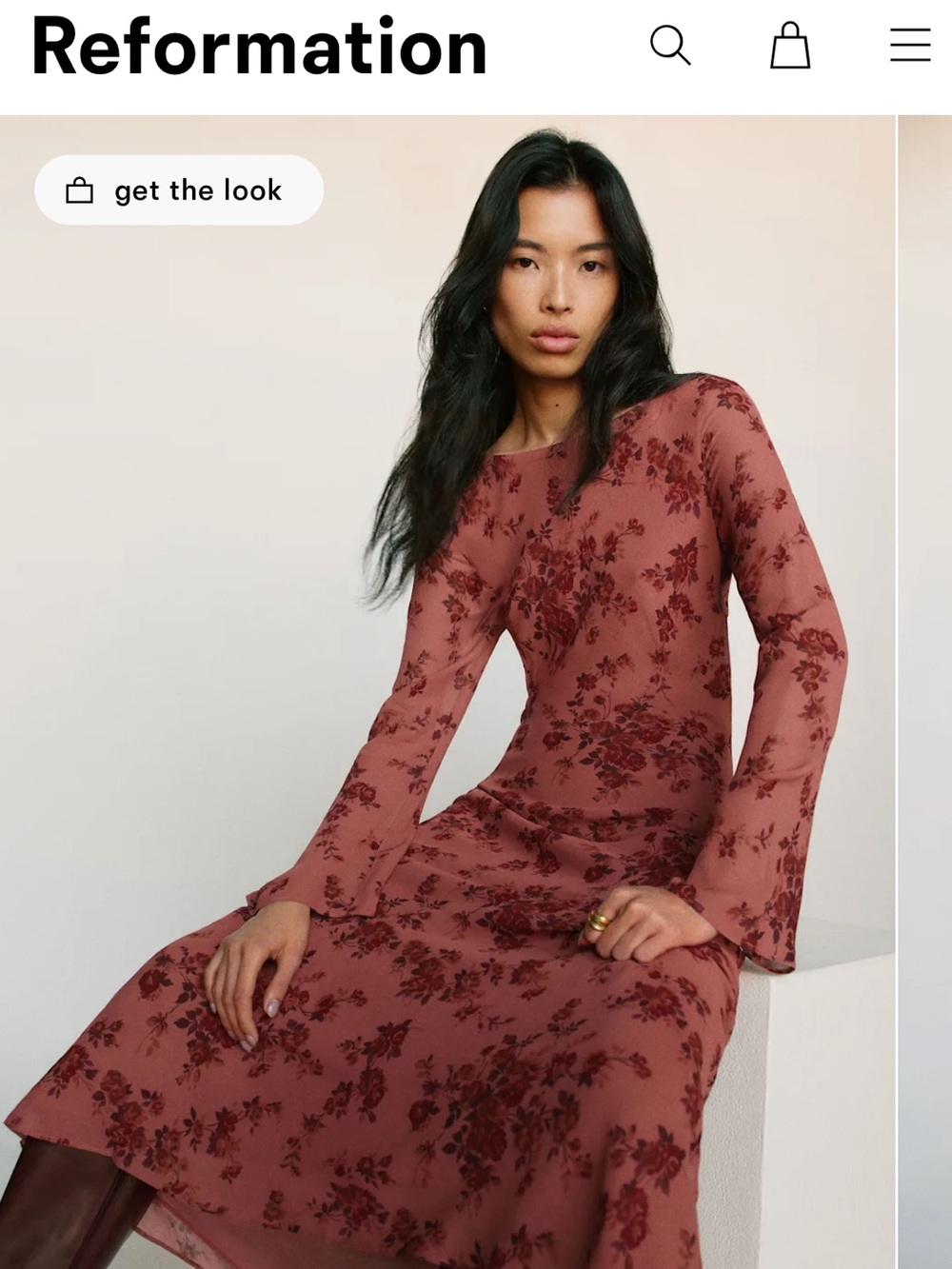 NWT • Esra long sleeve maxi dress in clarette